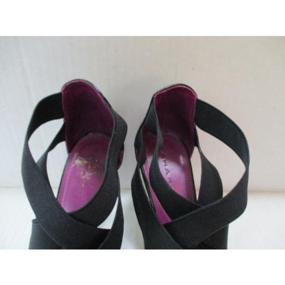 *Tahari Black Strappy Criss -Cross Open Toe Heels - Picture 3 of 8